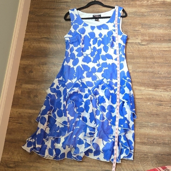 Bobbie Bee Midi Flapper Style Hem Dress Blue And White Size 12 - Picture 10 of 12